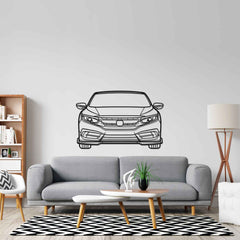 Civic 2016 Front Silhouette Metal Wall Art