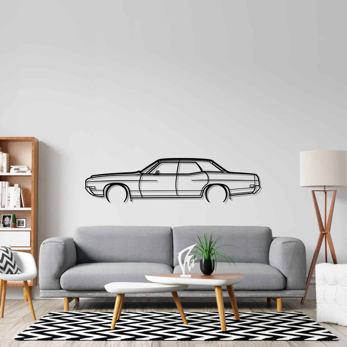 Galaxie 1971 Sedan Detailed Silhouette Wall Art