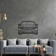 Civic 2016 Front Silhouette Metal Wall Art