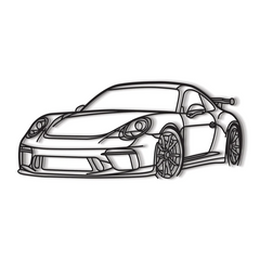 911 GT3 Model 991 Front Angle Silhouette Wall