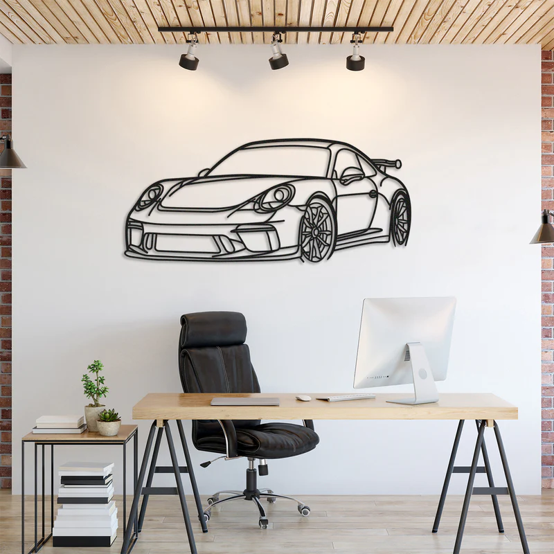 911 GT3 Model 991 Front Angle Silhouette Wall