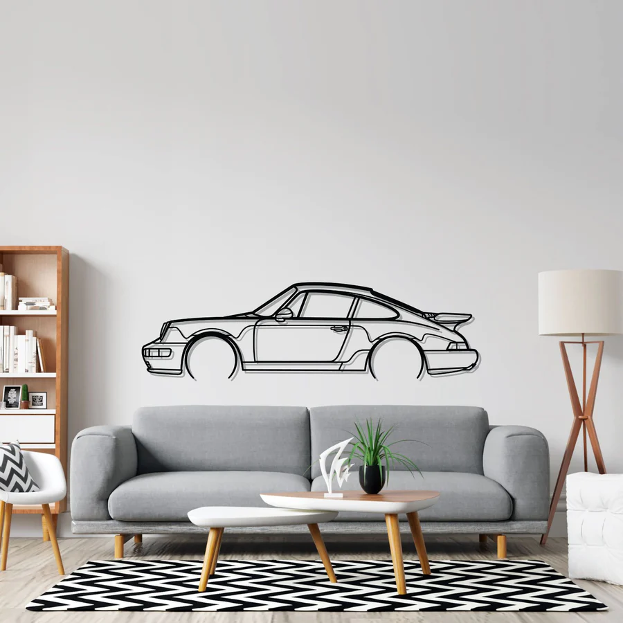 911 Turbo Model 964 Detailed Silhouette Wall Art