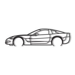 Corvette C5 Detailed Silhouette Wall Art