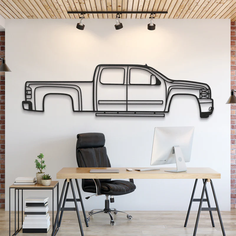 2007 Silverado 1500 2nd Gen Silhouette Wall Art